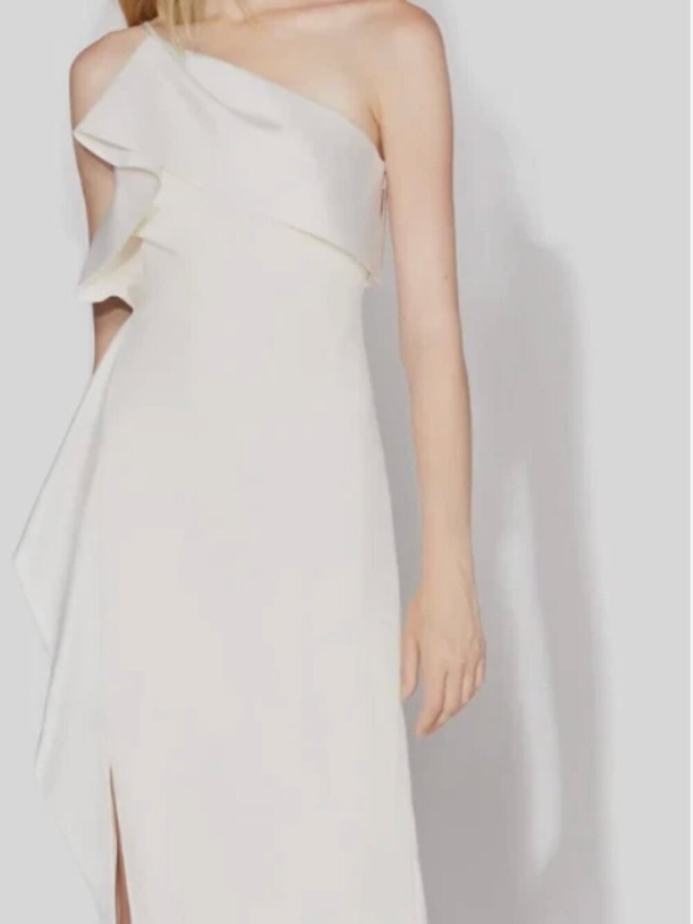 NWT HALSTON Women's Leda Cream One Shoulder Satin Drape Gown S 6 MSRP 585